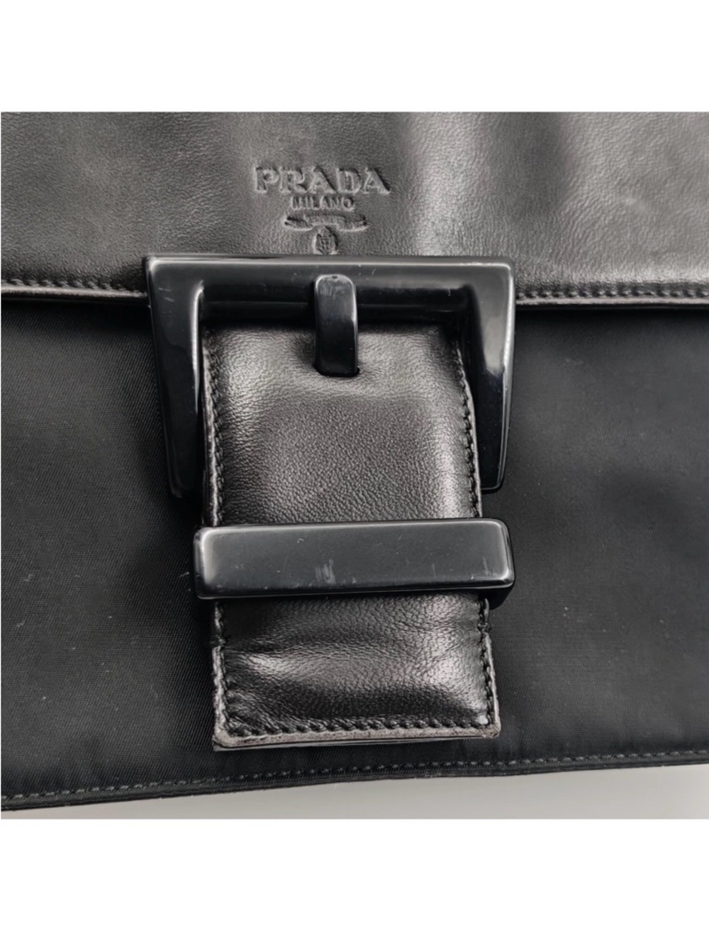Prada Black Nylon Logo Plaque Shoulder Bag - Picture 3 of 11